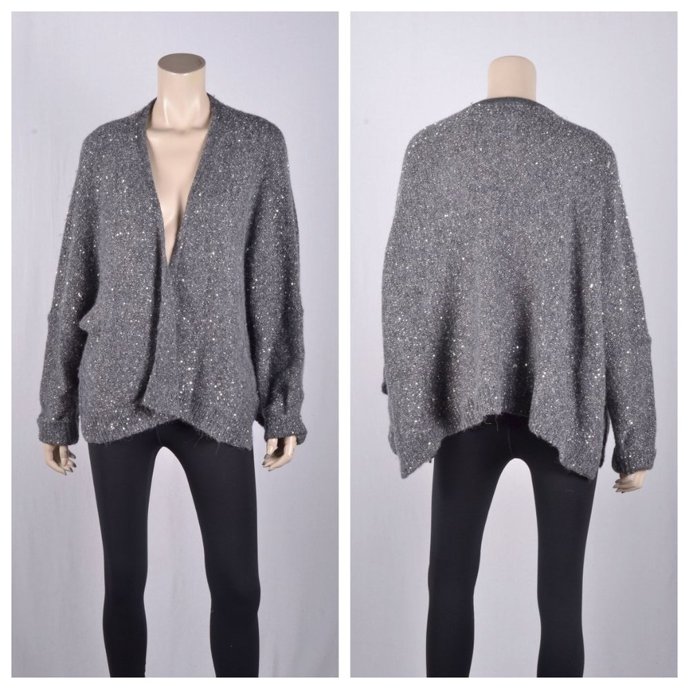 Nordstrom Signature Sequin Open Front Cashmere Bl… - image 2